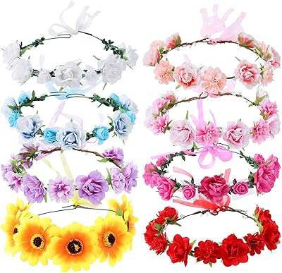 Crown of sunflowers, pack of 8 crowns of adjustable flowers handmade for girls, tiara of bridesmaid, crown of bridesmaid, hair decoration accessories.. DIAYTAR NIGERIA transforms desires into deliveries with our affordable prices and dependable shipping.