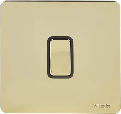 Intermediate switch with flat panel without screws in brushed brass Schneider Electric with black interior GU1414-BPB.. DIAYTAR NIGERIA brings affordable shopping solutions to every corner of Nigeria in just 5-8 days.