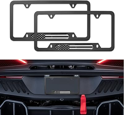 Qodolsi Pack-2 car license plate, license plate support in aluminum alloy American flag, set of fixing of anti-rust and universal anti-dust license plate for most SUV cars and trucks (black).. Experience DIAYTAR NIGERIA, where extensive product variety meets pocket-friendly prices and reliable delivery.