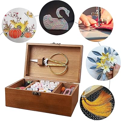 Couture kit 124 pieces, vintage wooden basket for tools and repair organizer, thread, needles and scissors storage kit for hand machine and manual work for beginners, adults, children, emergency at home.. DIAYTAR Nigeria: Where affordability meets fast and reliable e-commerce service.