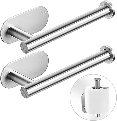 U Home Adhesive Toilet Package - Toilet paper holder sticker for bathroom wall kitchen in brushed stainless steel (silver - 2 rooms).. Shop confidently with DIAYTAR NIGERIA, offering affordable prices and reliable delivery within a week.