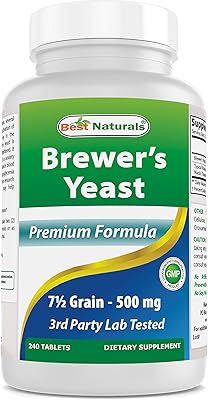 Best Naturals, yeast 7-1/2 grains with vitamin B1, vitamin B2 and Niacine, 500 mg, 240 tablets.. Save time and money with DIAYTAR Nigeria’s online store.