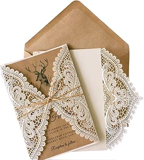 Becky Pride 50 Vintage Lace Vintage Wedding Invitations with Cards.. DIAYTAR NIGERIA: Creating access to affordable products for every Nigerian with our swift delivery service.