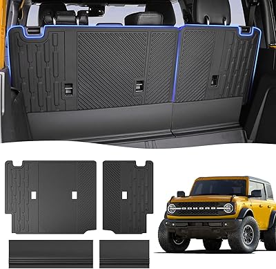 Rear seat backrest protector for Ford Bronco 4 doors 2021 2022, backrest protection to avoid dirt from animal hair and damage to tools, split dog siege lining with Velcro (4 rooms with foldable ledge).. DIAYTAR NIGERIA: Where quality meets affordability, with thousands of products delivered in less than 8 days.