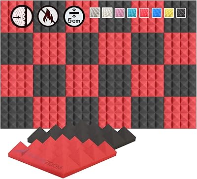 Arosome A set of 24 pieces of Pyramidal wall panels in soundproofed foam in red and black color (25 x 25 x 5 cm) (red and black color).. Shop with purpose at DIAYTAR NIGERIA and receive products at unbeatable prices within the week.