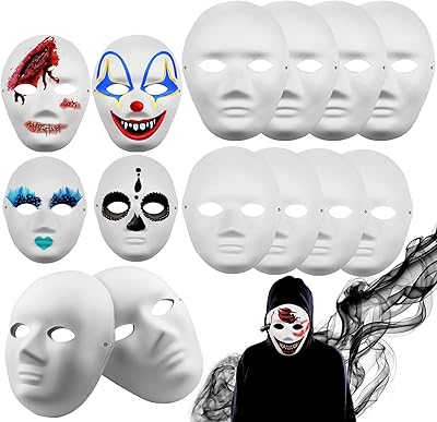 Set of 8 virgin masks in white paper with knotted rope, full opera mask, paint paper mask, costume mask for masked party, DIY, carnival and halloween (men and women) by Mutbach.. DIAYTAR NIGERIA brings affordable shopping to your fingertips with reliable delivery in less than 8 days.