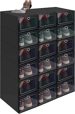 Urbazaar 18 Pieces storage box Stackage shoe in transparent plastic portable organizer with cover.. DIAYTAR NIGERIA brings the market to your screen with thousands of affordable products delivered to your door.