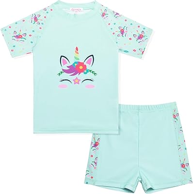 Two -piece rashguard swimsuit for Qubancy girl with mermaid and unicorn upf 50+ pattern.. Transform how you shop with DIAYTAR NIGERIA's vast selection and budget-friendly delivery options.