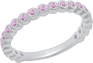 Round wedding ring with stackable pink sapphire for women (pink, high clarity) in 10 carat gold.. Shop local, shop fast — DIAYTAR Nigeria delivers across the country.