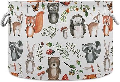Senya Large foldable clothes basket bag clothing bag fabric (round in the woods).. DIAYTAR NIGERIA connects Nigerians with quality products at affordable prices, delivered in 5-8 days nationwide.