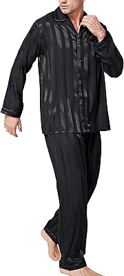 Pytin set in silk satin with long sleeves for men, two-room buttoned night clothes, S-XXXXL size.. DIAYTAR NIGERIA: Your one-stop e-commerce destination with affordable prices and nationwide delivery in 5-8 days.