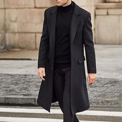 Coat in relaxed wool with folded collar for men, long winter coat with simple buttoning.. Shop with purpose and save with DIAYTAR NIGERIA's extensive platform and nationwide delivery service.