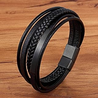 Classic leather bracelet for men, hand jewelry, multilayer magnet, handmade gift for cool boys.. Discover the joy of online shopping with DIAYTAR NIGERIA's budget-friendly prices and reliable shipping.