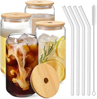The White Shop Set of 2 Drinking Cups, 600 ml bamboo lid cup, glass cup for beer cans, perfect glass cup for soda and iced coffee.. Shop with purpose and save with DIAYTAR NIGERIA's extensive platform and nationwide delivery service.