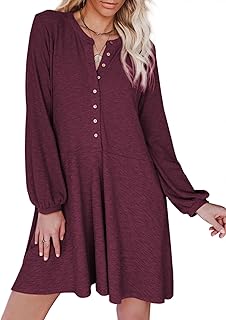 Albi Rita Henley dress with long sleeves, loose cut, side pockets and button for women.. Shop anytime, receive on time — only with DIAYTAR Nigeria.