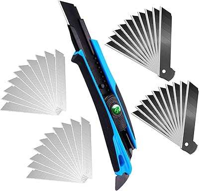 Retractable utility knife, robust utility knife, with 40 blades (18 mm), to cut rope boxes and cardboard.. Experience budget-friendly shopping at DIAYTAR NIGERIA, Nigeria's premier online marketplace with quick delivery.
