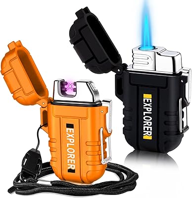 Electric lighter Waterproofing windshield cutter, rechargeable by USB, electric lighter with butane, flame-free plasma lighter for camping, hiking, adventure, survival equipment, 2 rooms.. Shop from anywhere in Nigeria and receive your DIAYTAR purchases at affordable prices within a week.