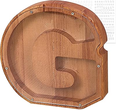 Weallbuy Tirelire for letter G of 9 x 8 x 2.76 inches, transparent wooden alphabet box, personalized changing pot for children, fancy pieces for birthday gift/festival gift/house decoration/souvenir (G).. Get unbeatable value on every order with DIAYTAR Nigeria.