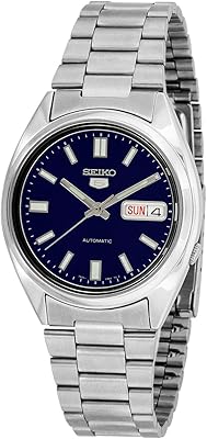 Automatic watch for men with blue dial, analog display and bracelet in SNXS77 silver stainless steel, blue/silver color, 5, blue/silver, bracelet.. DIAYTAR NIGERIA brings retail convenience to your screen with affordable prices and dependable shipping.