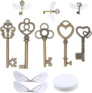 OKEYFULL 50PCCs Vintage Skeleton Flying Key Buses With Dragonfly Wings and Crystal Channel for the manufacture of jewelry, crafts, party gifts, interior decoration, metal.. DIAYTAR NIGERIA: Where thousands of products meet affordable prices and reliable 5-8 day delivery.