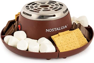 Nostalgia My Mini Electric SEMORES MAKER, Interior counter machine with 4 compartments drawers for graham cookies, chocolate, marshmallow, 2 forks, brown.. Your go-to destination for affordable online shopping, DIAYTAR NIGERIA delivers in under 8 days.