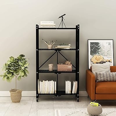 Metal wire shelf with 4 levels Essy, metal storage shelf, metal wire storage shelf, multipurpose stainless steel storage shelf for kitchen, living room, bathroom, desk, 127 x 70 x 34 cm (black).. DIAYTAR NIGERIA connects you with thousands of products at competitive prices, delivered within a week.