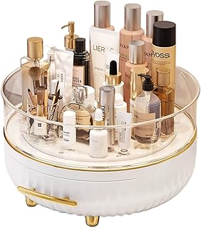 Organizer of 360 degree rotary make -up with drawer, suitable for make -up organizers, perfume organizers, cosmetics displays, storage and display of lotions on Comptoir. (classic white).. Shop for everything you need at DIAYTAR NIGERIA, with budget-friendly prices and quick delivery.