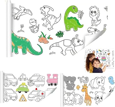 Giant poster sets to color Mother Anna for children, coloring paper roll, wall posters set for gifts, large size for wall or table, 118 x 11.8 inches (3 dinosaurs, vehicles, animals).. Your everyday shopping destination, DIAYTAR NIGERIA offers unbeatable value with quick delivery times.