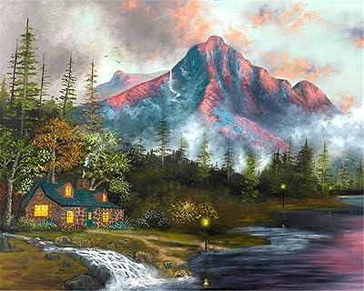 Komedo Painting by Number Mountain Landscape Hand painted wall DIY drawing on canvas lake tree for living room 50x40cm (20x16 inch) without framework.. Experience shopping freedom with DIAYTAR NIGERIA's vast selection and 5-8 day nationwide delivery service.
