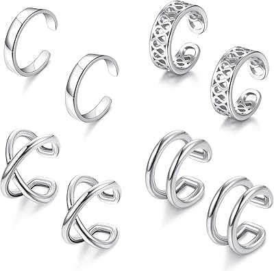 4 pairs of earrings for women in silver sterling 925, adjustable without piercing, clip on helix cartilage, silver color, in 4 different styles, silver.. DIAYTAR Nigeria: Discover more, spend less, and enjoy delivery within 5–8 days.