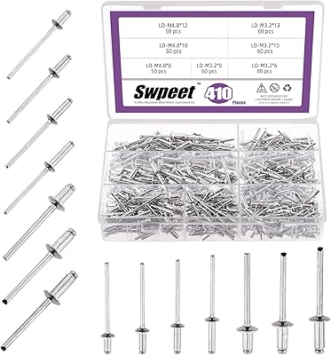 SOBIT 410 Pieces Large game of 1/8 "3/16" bolts, Rivet Pop with open end for interior and exterior use.. DIAYTAR NIGERIA: Where shopping meets satisfaction with affordable prices and prompt delivery services.