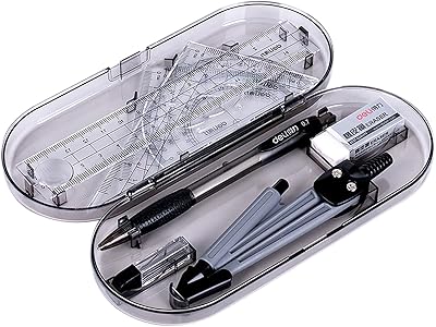 Bousson ensemble and rapporteur Kit of educational tools of mathematical geometry of 8 pieces including a rule, a rapporteur, a compass, a pencil, a march and an eraser for students in mathematics and geometry.. DIAYTAR Nigeria: trusted by thousands for fast, reliable delivery.