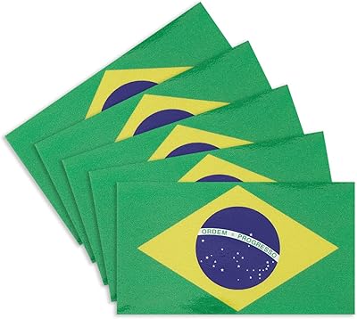 Cantendo Set of 5 Brazil flag stickers - Reflective vinyl stickers for car - Waterproof car window bumper (2.5 x 4.5 inches).. DIAYTAR NIGERIA delivers affordability and convenience with every purchase, shipped within the week.