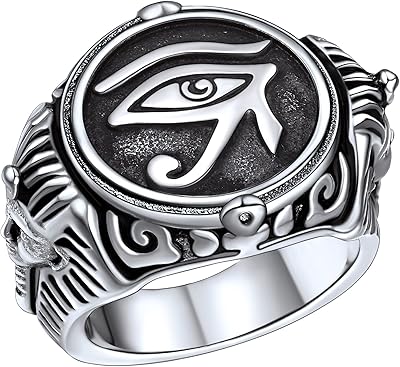 Egyptian Faith Heart Ring, Horus Steel Ring, Stainless Steel/Gold Plated Ring for Men and Women, Size 7/8/9/10/11/12/13/14, custom, stainless steel, without precious stones.. DIAYTAR NIGERIA: Where shopping dreams become reality with affordable prices and prompt shipping.