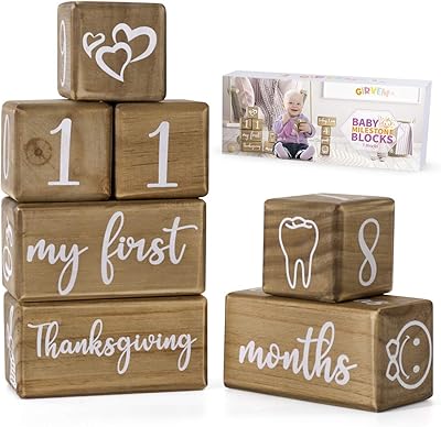 Milestone blocks for baby for boys or girls, 7 blocks, set of milestone blocks for baby shower, countdown until pregnancy, Image blocks for children.. DIAYTAR NIGERIA revolutionizes online retail with our vast selection and cost-effective delivery options.