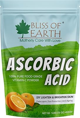 Bliss of Earth Pure Ascorbic Acid Powder Food Quality Rich in Vitamin C for skin, face, cosmetics and DIY products 453 grams.. DIAYTAR NIGERIA makes quality accessible with our diverse product range and dependable delivery service.