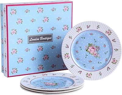 Set of 4 Chinese porcelain cake plates Fine London Boutique with large edges (pink blue).. Experience the ease of one-stop shopping with DIAYTAR NIGERIA's diverse catalog and nationwide delivery.