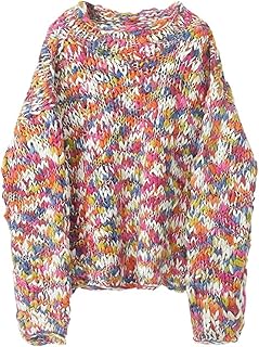 Vakkar sweater knitted in coarse wool for women with round multicolored rainbow... DIAYTAR NIGERIA: Making quality accessible to all Nigerians with affordable prices and quick delivery.