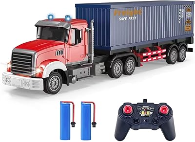 Remote-controlled semi-camon with trailer-22.5 inch semi-camon-like toy for children, transport vehicle with 2 rechargeable batteries, 1:24 containers with LED lights and music, excellent gift for boys and girls.. DIAYTAR NIGERIA: The marketplace that brings affordable products to every Nigerian home in under 8 days.