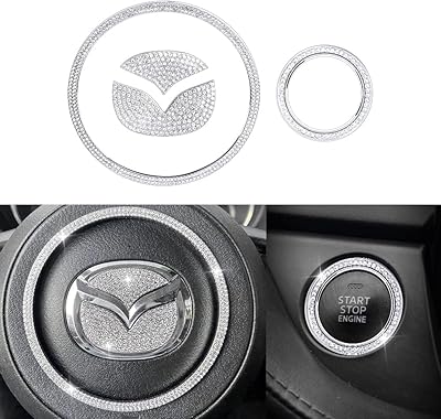YAFRATO 4 PIECES BLING Pour Mazda 3 6 CX5 CX9 RX7 Driving Accessories Interior start -up ring silver metal rhinestones.. Your ultimate shopping destination, DIAYTAR NIGERIA combines extensive selection with affordable shipping.