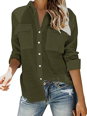 Long -sleeved V -neck woman shirt, folded watershed, relaxed plain shirt with pockets.. Online shopping made simple and affordable — DIAYTAR Nigeria.