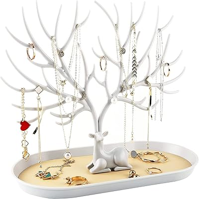 The White Shop Wooden jewelry display, hanging tree tower for rings, earrings, necklaces, bracelets/green suit.. Shop confidently with DIAYTAR NIGERIA, offering affordable prices and reliable delivery within a week.