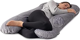 Billion maternity pillow, full maternity pillow in the shape of a U with removable and washable cover, lateral sleeping support (gray velvet, 137 cm).. Experience the ease of modern shopping with DIAYTAR NIGERIA's comprehensive platform and quick delivery.