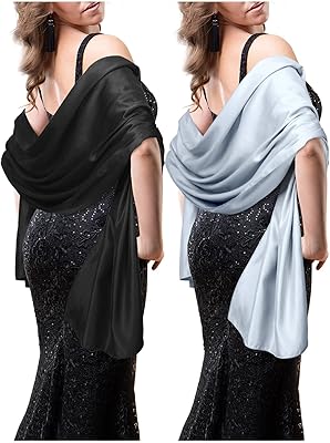2 pieces shawls and silk satin scarves for women, long light and elegant evening dress for wedding festival (black, light gray), about 71.3 x 27.5.. Discover why millions choose DIAYTAR for affordable online shopping with delivery in just 5-8 days.