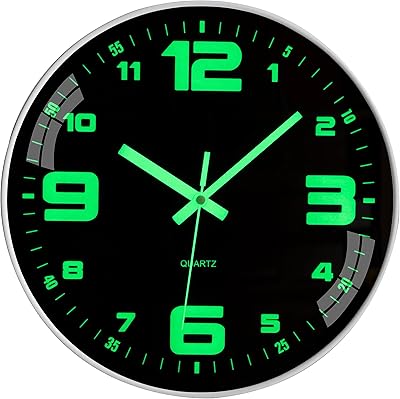Wall clock - 12 -inch battery wall clocks without tick -tac, silent night light shining in the dark for the kitchen, the bedroom, the decoration of the living room.. Discover the convenience of DIAYTAR NIGERIA's vast e-commerce platform with delivery in just 5-8 days.