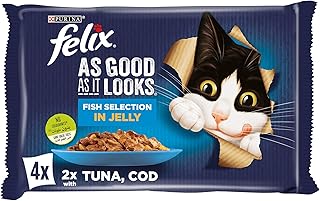 Purina Felix chat food bag with tuna and cod, 85 g (4 sachets), blue.. DIAYTAR NIGERIA: Making online shopping accessible to all Nigerians with our affordable platform.