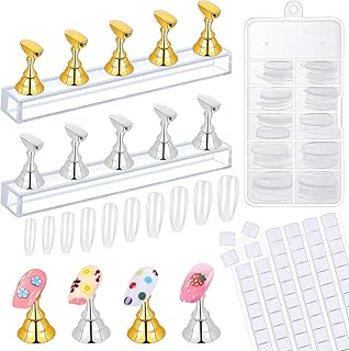Acrylic magnetic display for nail art with 96 chest pieces of reusable white adhesive and 100 pieces of false acrylic nails for the formation of manicure in nail art salon.. DIAYTAR NIGERIA: Where affordability meets variety in Nigeria's most comprehensive online marketplace.