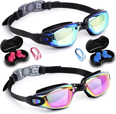 Arabara children's swimming glasses, pack of 2, swimming glasses for boys and girls, professional swimming glasses, earplugs with nose cache, anti-fog, without leak, UV protection (4-16 years old).. DIAYTAR NIGERIA: Where quality meets affordability, with thousands of products delivered in less than 8 days.