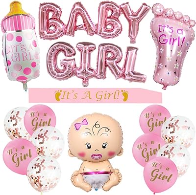 Kit of decorations for prenatal party - Large aluminum balloon for bottle, latex ball for baby girl, revelation of the genre/birthday decorations.. Shop electronics, clothes, and everything in between on DIAYTAR Nigeria.