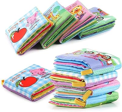 Toyland Set of 4 educational books in soft non -toxic fabric for babies with HOCHET.. DIAYTAR NIGERIA: Bringing quality products to every Nigerian home at prices everyone can afford.